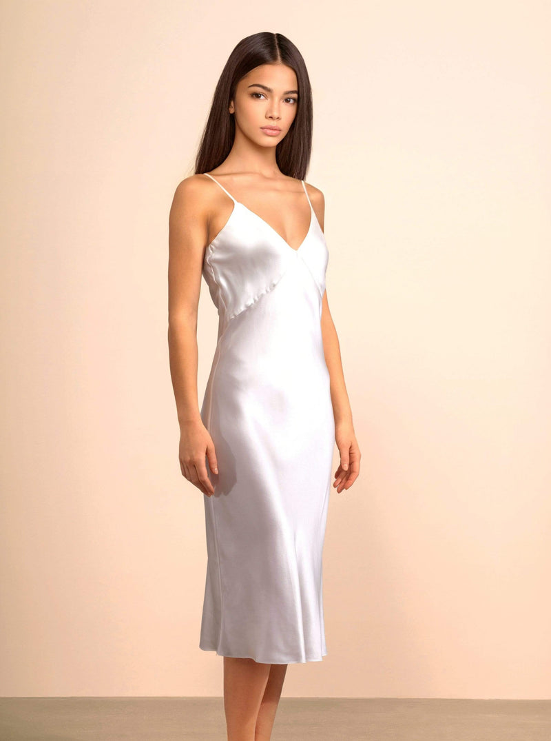 Aphrodite White Silk Slip Dress · Light ...